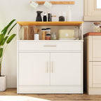 Vongrasig Farmhouse Coffee Bar Cabinet, Small Sideboard Buffet with Storage, Modern Kitchen Storage Cabinet with 1 Drawer and 2 Doors for Kitchen, Dining Room