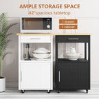 Walsunny Rolling Kitchen Island With Solid Wood Top #color_white