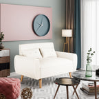Vongrasig 48" Small Modern Loveseat Sofa, Mid Century Soft Corduroy Fabric 3-Seat Sofa Couch Tufted with Back Cushions and Tapered Legs for Living Room, Bedroom and Small Space