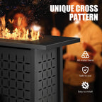 Vongrasig 43" Gas Fire Pit for Outside, 50,000 BTU Outdoor Propane Fire Pit Table with Lid & Lava Rock, Steel Rectangular Fire Table for Patio, Backyard, Deck, Garden, Black