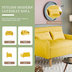 Vongrasig 48" Small Modern Loveseat Sofa, Mid Century Soft Corduroy Fabric 3-Seat Sofa Couch Tufted with Back Cushions and Tapered Legs for Living Room, Bedroom and Small Space
