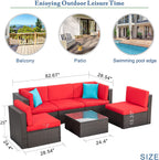 Walsunny 6 Pieces Outdoor Sectional Sofa Set