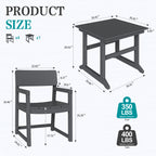 Vongrasig 5 Pieces Patio Dining Set, All Weather Outdoor HDPE Dining Furniture Set with Table and Chairs for 4, Garden Patio Furniture Set for Lawn, Backyard, Poolside