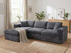 Vongrasig 105" Boneless Couches for Living Room, Sectional Couches Modular Sofa with L-Shaped Chaise, Memory Foam Comfy Cloud Couch with Plush Corduroy Fabric, No Assembly Required, Black
