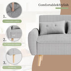 Vongrasig 48" Small Modern Loveseat Sofa, Mid Century Soft Corduroy Fabric 3-Seat Sofa Couch Tufted with Back Cushions and Tapered Legs for Living Room, Bedroom and Small Space