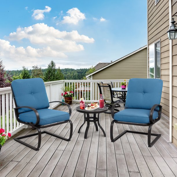 Walsunny 3-Piece Outdoor Bistro Set, Metal Frame#color_blue