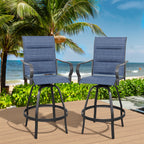Vongrasig 2 Piece Patio Swivel Bar Chairs, All Weather Metal Textile High Swivel Bar Stools Chairs, Outdoor High Top Bistro Set for Backyard, Lawn Garden, Balcony