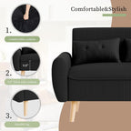 Vongrasig 48" Small Modern Loveseat Sofa, Mid Century Soft Corduroy Fabric 3-Seat Sofa Couch Tufted with Back Cushions and Tapered Legs for Living Room, Bedroom and Small Space