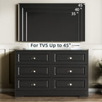 Walsunny 9 Drawer Double Dresser Black Wooden Wide Chest of Drawers with Metal Handles Storage Organizer Dresser Nursery Dresser for Living Room Hallway (7504222027952)