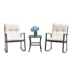 Walsunny Patio Furniture 3 Pieces Outdoor Rocking Chair Set