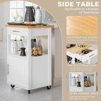 Walsunny Rolling Kitchen Island With Solid Wood Top #color_white