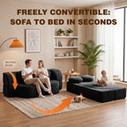 Vongrasig 77” Convertible Sofa Bed, Folding Boneless Couch, Floor Sofa 2-in-1 Curved Couch for Small Living Room, Apartment, Guest Room