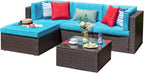 Vongrasig Patio Furniture Sets, Outdoor Patio Set Sectional Sofa, All-Weather PE Rattan Outdoor Couch with Ottoman, Glass Table for Garden, Backyard, Porch