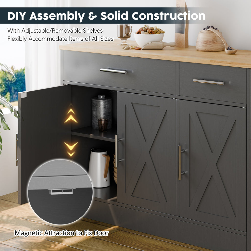 Walsunny Kitchen Buffet Sideboard Cabinet with Adjustable Shelf,Wooden Storage Cabinet with 3 Doors and 2 Drawers,Modern Farmhouse Coffee Bar Cabinet with Storage for Kitchen/Living Room (7612679061680)
