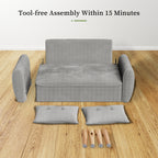 Vongrasig 48" Small Modern Loveseat Sofa, Mid Century Soft Corduroy Fabric 3-Seat Sofa Couch Tufted with Back Cushions and Tapered Legs for Living Room, Bedroom and Small Space