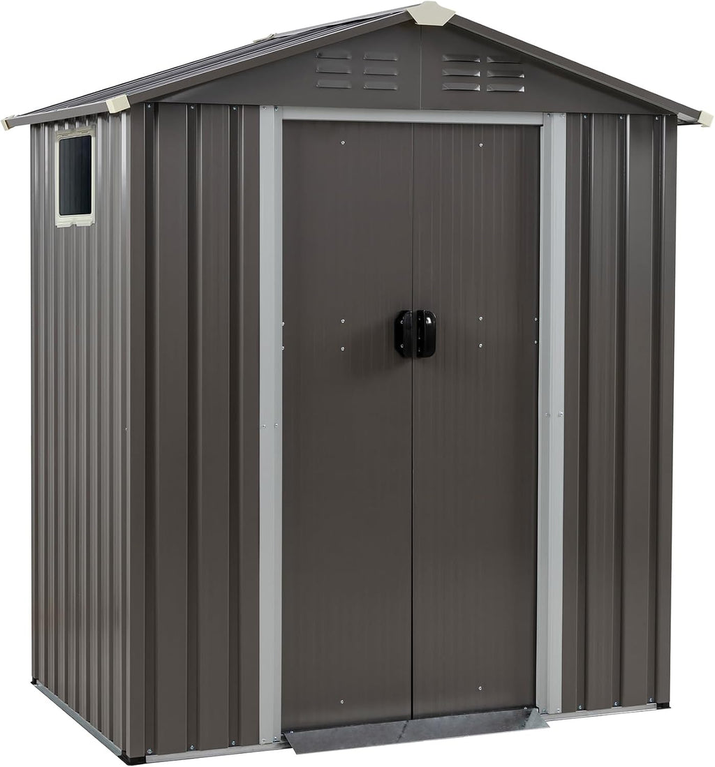 Vongrasig 5 x 3 x 6 FT Outdoor Storage Shed Clearance, Metal Garden Shed with Large Window and Lockable Door, Anti-Corrosion Waterproof Tool Shed for Backyard Patio, Lawn
