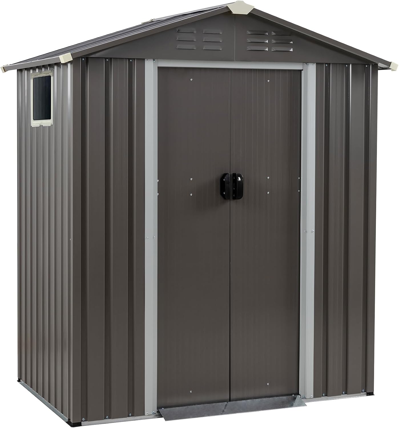Vongrasig 5 x 3 x 6 FT Outdoor Storage Shed Clearance, Metal Garden Shed with Large Window and Lockable Door, Anti-Corrosion Waterproof Tool Shed for Backyard Patio, Lawn