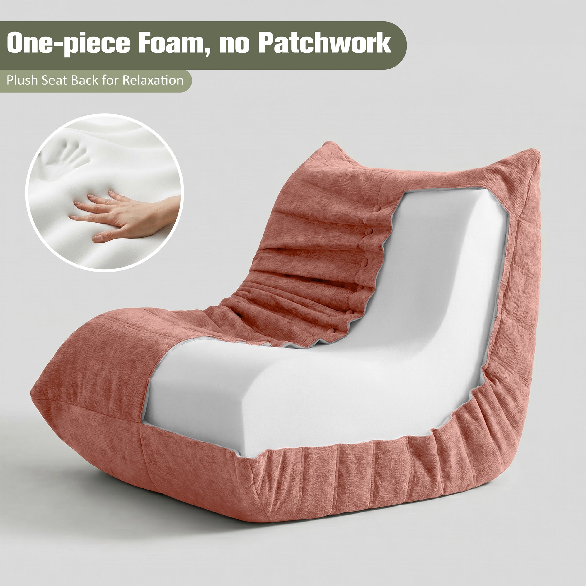 Vongrasig Bean Bag Chair for Adults, Line Fabric Lazy Sofa Couch, Memory Foam Filled Bean Bag Lounge Chair Perfect for Living Room, Bedroom and Office