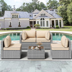 Vongrasig Patio Furniture 5 Pieces Outdoor Sectional Sofas, Sliver Wicker