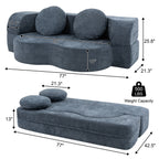 Vongrasig 77” Convertible Sofa Bed, Folding Boneless Couch, Floor Sofa 2-in-1 Curved Couch for Small Living Room, Apartment, Guest Room,