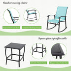 Walsunny Patio Furniture 3 Pieces Textilene Outdoor Bistro Rocking Chair Set
