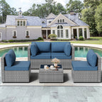 Vongrasig Patio Furniture 5 Pieces Outdoor Sectional Sofas, Sliver Wicker