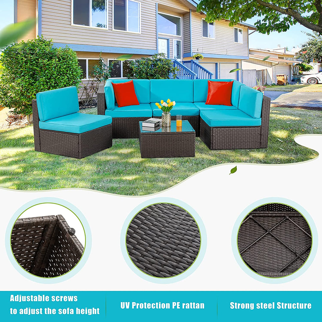 Walsunny 6 Pieces Outdoor Sectional Sofa Set
