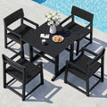 Vongrasig 5 Pieces Patio Dining Set, All Weather Outdoor HDPE Dining Furniture Set with Table and Chairs for 4, Garden Patio Furniture Set for Lawn, Backyard, Poolside, Black