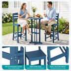 Vongrasig 3 Piece Patio Bar Set, All Weather HDPE High Bistro Stools Chair Set of 2 and Round Pub Bar Table, Outdoor High Top Patio Set for Lawn Garden, Balcony