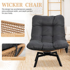 Vongrasig Swivel Wicker Chair PE Rattan Chair with Cushion, Oversized Patio Lounge Chair for Outdoor, Indoor, Balcony, Backyard, Garden, Living Room