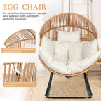 Vongrasig Outdoor Wicker Egg Chair PE Rattan Chair with Cushion, Oversized Patio Lounge Chair for Outdoor, Indoor, Balcony, Backyard, Garden
