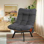 Vongrasig Swivel Wicker Chair PE Rattan Chair with Cushion, Oversized Patio Lounge Chair for Outdoor, Indoor, Balcony, Backyard, Garden, Living Room