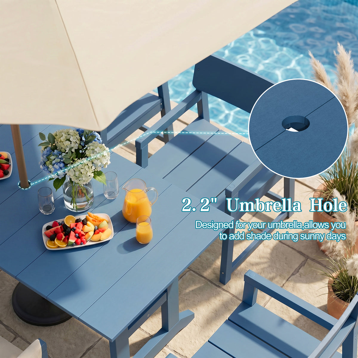 Vongrasig 5 Pieces Patio Dining Set, All Weather Outdoor HDPE Dining Furniture Set with Table and Chairs for 4, Garden Patio Furniture Set for Lawn, Backyard, Poolside
