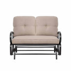 Walsunny 2-Seat Outdoor Rocking Loveseat With Fabric Cushions##color_beige
