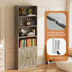Vongrasig Farmhouse Bookcase with Doors & Storage, Tall 6-Tier Wood Bookshelf for Home Office Organization, Living Room Display, and Bedroom Storage Alternatives, 71-Inch Standing Shelf
