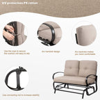 Walsunny 2-Seat Outdoor Rocking Loveseat With Fabric Cushions##color_beige