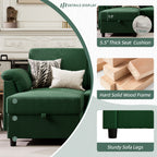 Vongrasig Convertible Sectional Sofa Couch, 3 Seat L Shaped Sofa with Removable Pillows Soft Corduroy Fabric Small Couch Mid Century for Living Room, Apartment and Office, Green
