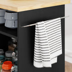Walsunny 42¡®¡¯ Kitchen Island Cart Storage with Solid Wood Top#color_black