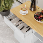 Walsunny 42¡®¡¯ Kitchen Island Cart Storage with Solid Wood Top#color_white