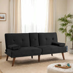 Walsunny 60¡±Convertible Sofa Bed Small Folding Loveseat Couch Removable Armrest, Modern Futon Recliner Sleeper (7415619715248)