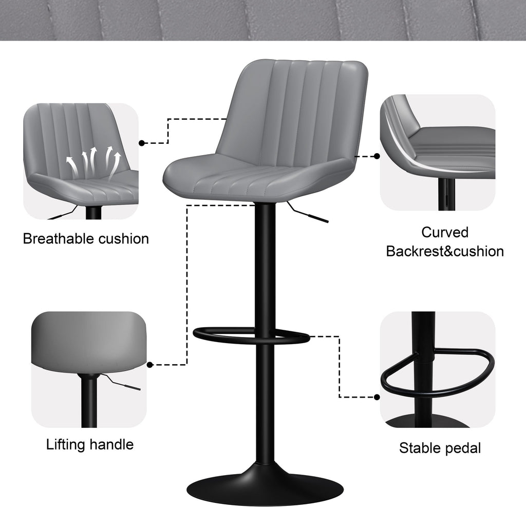 Walsunny Bar Stools Set of 2,Adjustable Leather Counter Height with High Backrest,Bar Chairs for Kitchen Island Dining£¬Room Bar (7562958831792)