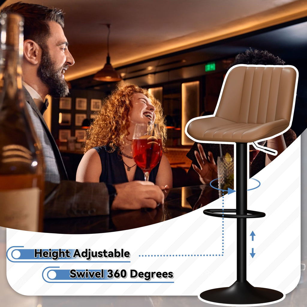 Walsunny Bar Stools Set of 2,Adjustable Leather Counter Height with High Backrest,Bar Chairs for Kitchen Island Dining£¬Room Bar (7562958831792)