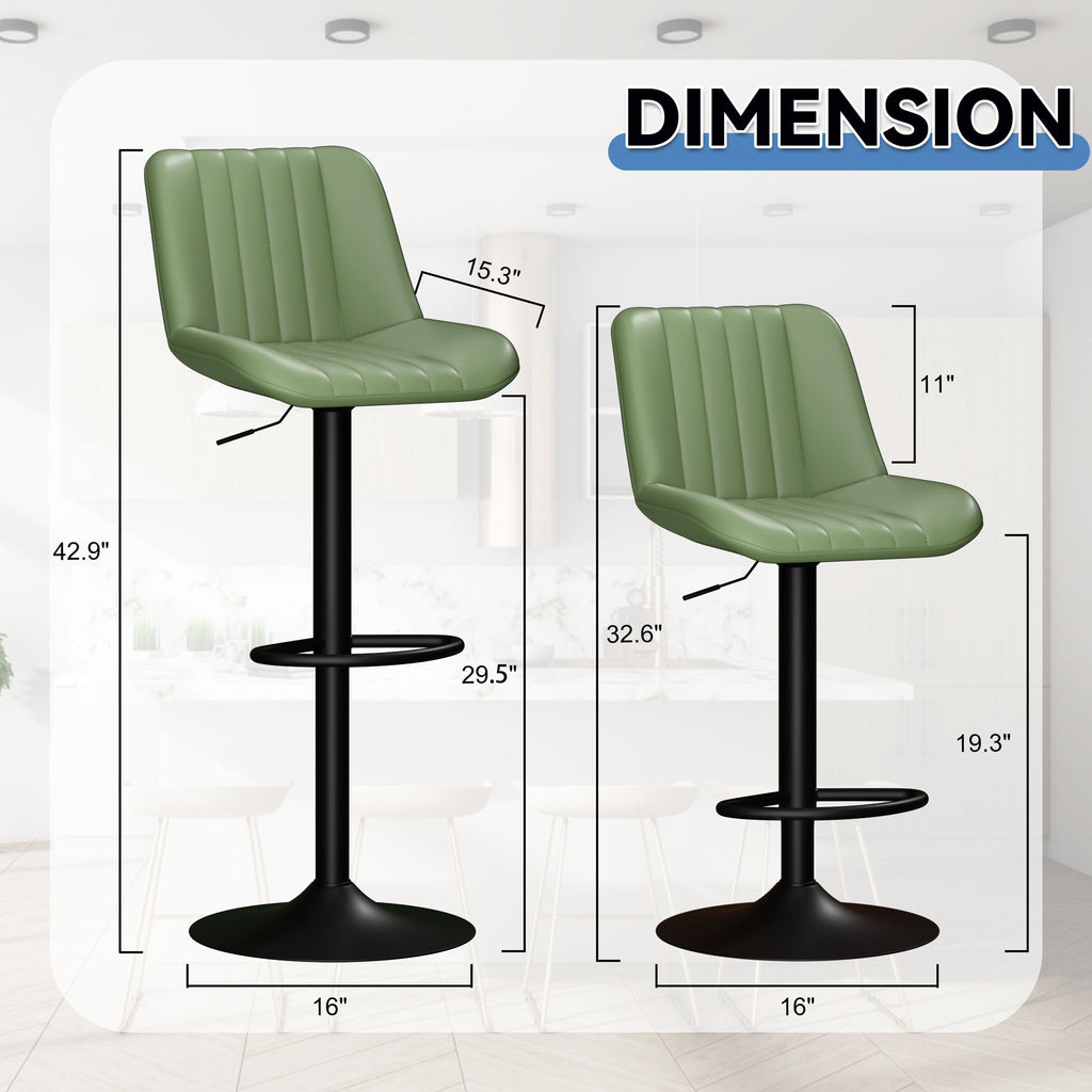 Walsunny Bar Stools Set of 2,Adjustable Leather Counter Height with High Backrest,Bar Chairs for Kitchen Island Dining£¬Room Bar (7562958831792)
