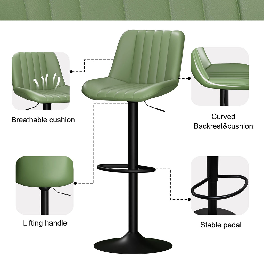 Walsunny Bar Stools Set of 2,Adjustable Leather Counter Height with High Backrest,Bar Chairs for Kitchen Island Dining£¬Room Bar (7562958831792)