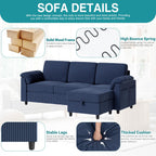 Walsunny 3 Seat L-Shaped Sectional Sofa With Movable Ottoman#color_blue