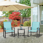 Vongrasig 3 Piece Outdoor Rocking Bistro Set, Textilene Fabric Small Patio Furniture Set, Front Porch Rocker Chairs Conversation Set with Glass Table for Lawn, Garden, Balcony, Poolside