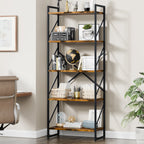 Vongrasig 5 Tier Bookshelf, Modern Industrial Bookcase with Metal Frame | 62” Tall Display Shelf, Free Standing Storage Organizer for Home Office, Living Room, Bedroom