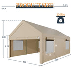 Vongrasig Carport, 12x20 ft Heavy Duty Carport Canopy with Roll-up Windows