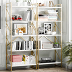 Vongrasig 5 Tier Bookshelf, Modern Industrial Bookcase with Metal Frame | 62” Tall Display Shelf, Free Standing Storage Organizer for Home Office, Living Room, Bedroom