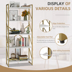 Vongrasig 5 Tier Bookshelf, Modern Industrial Bookcase with Metal Frame | 62” Tall Display Shelf, Free Standing Storage Organizer for Home Office, Living Room, Bedroom